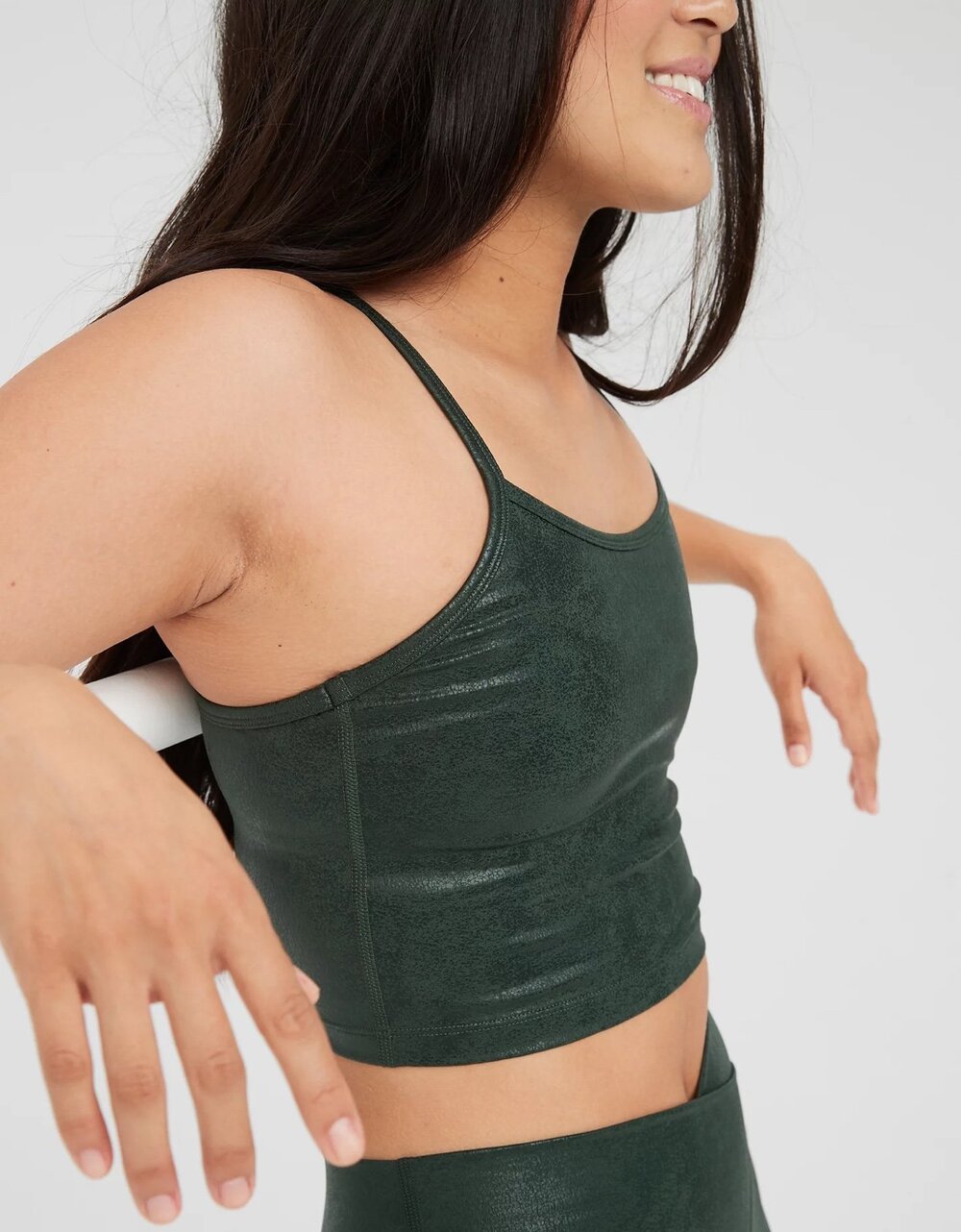 NWT OFFLINE by Aerie Hugger Crackle Racerback Sports Bra Sycamore 2696-1148